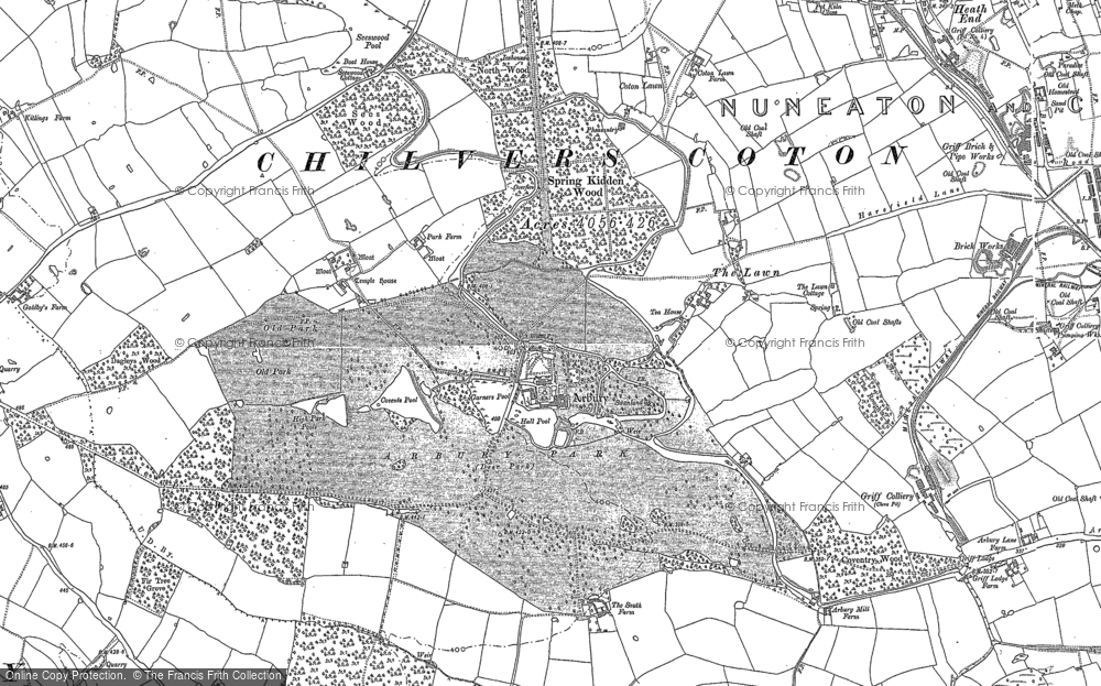 Old Map of Arbury, 1886 - 1902 in 1886