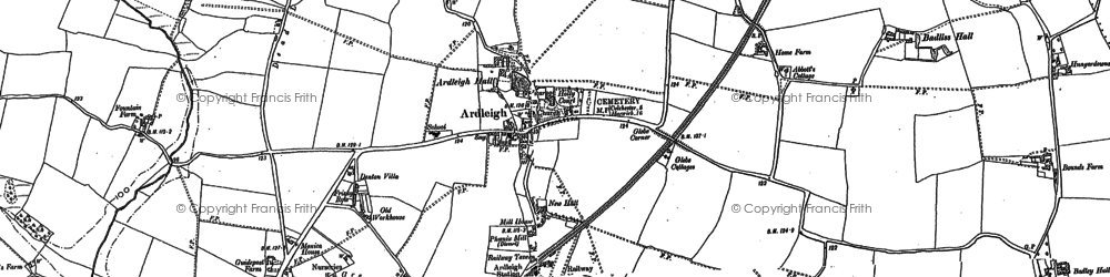Old map of Ardleigh Reservoir in 1896