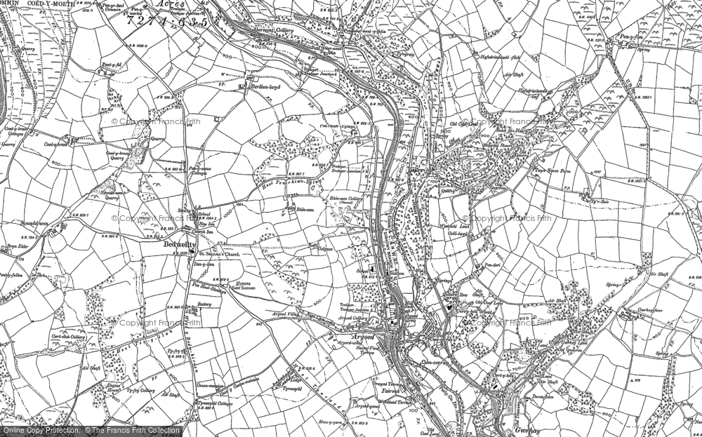 Old Map of Argoed, 1916 in 1916