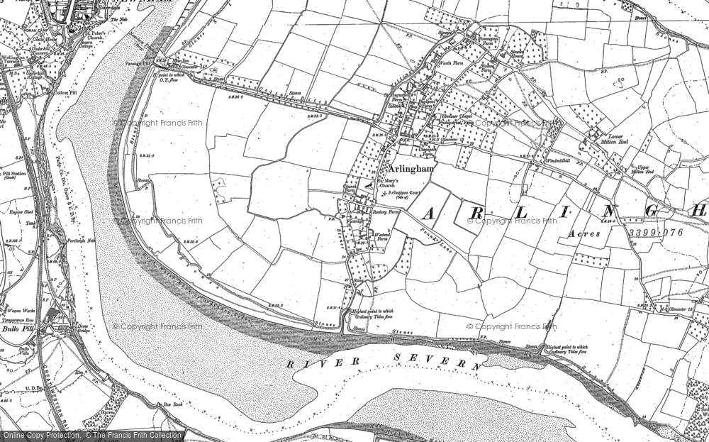 Old Map of Historic Map covering Arlingham Warth in 1879
