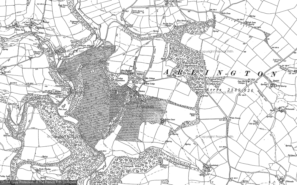 Old Map of Historic Map covering Woolley Wood in 1886