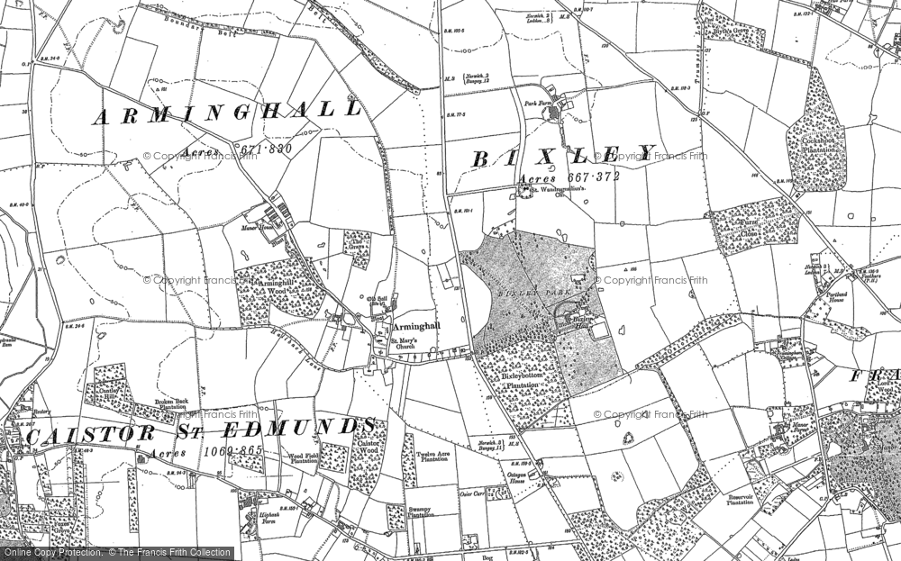 Old Map of Arminghall, 1881 in 1881