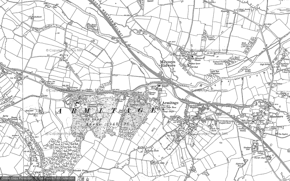 Old Map of Historic Map covering Brereton Cross in 1882