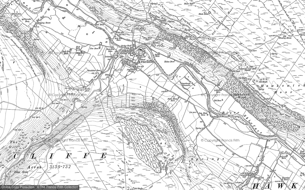 Old Map of Historic Map covering Bracken Gill in 1907