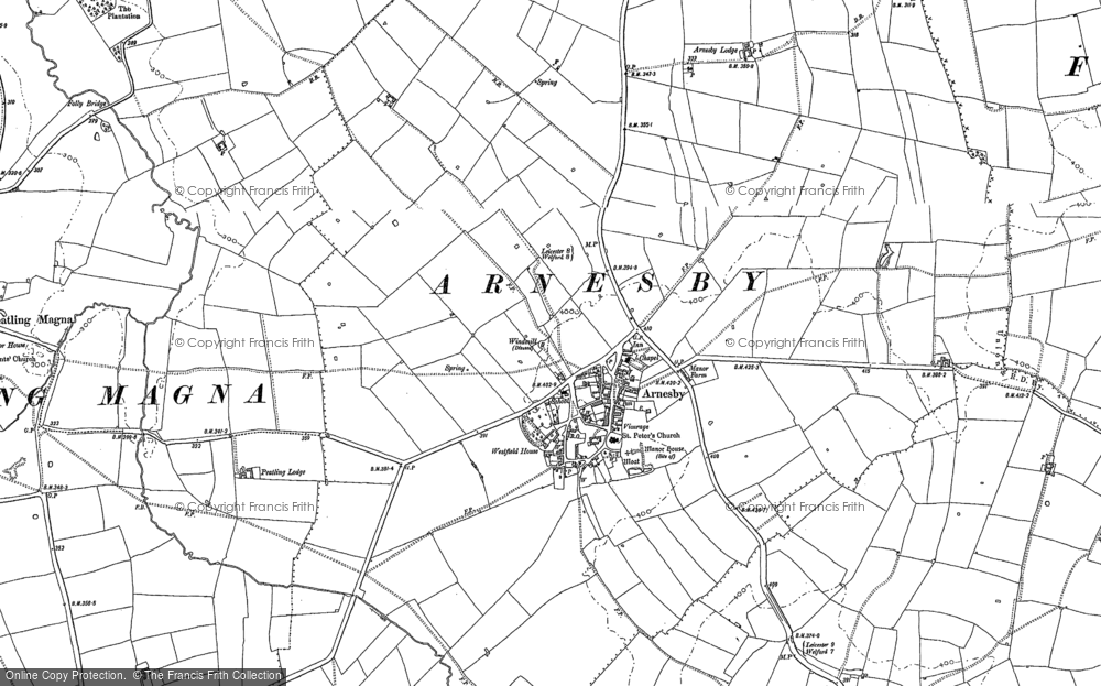 Old Map of Arnesby, 1885 in 1885