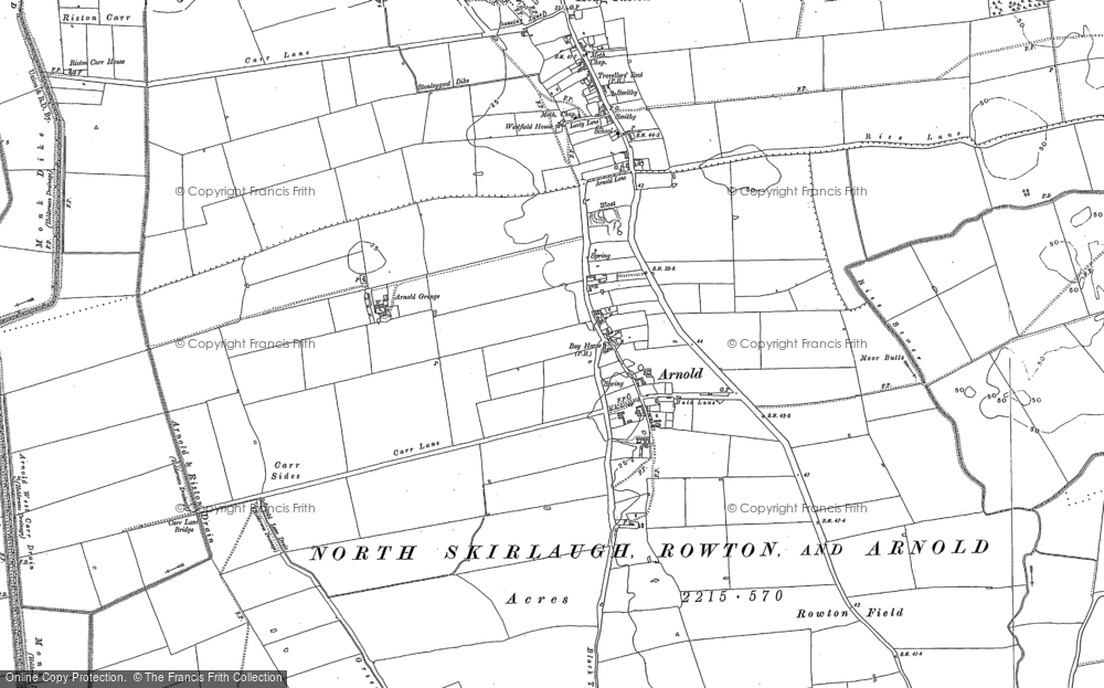Old Map of Historic Map covering Arnold Grange in 1889