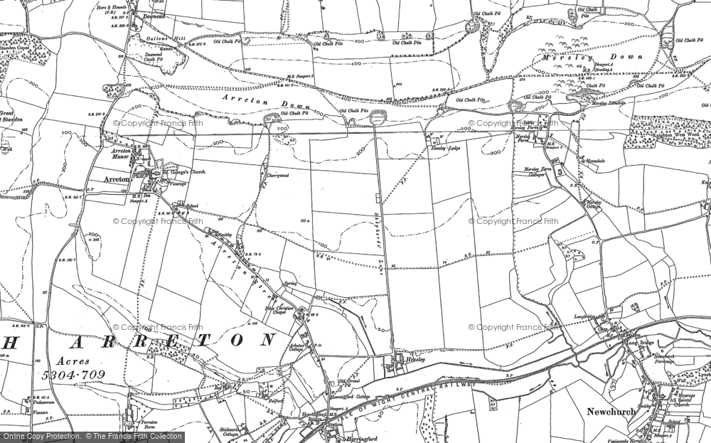Old Map of Historic Map covering Arreton Manor in 1896