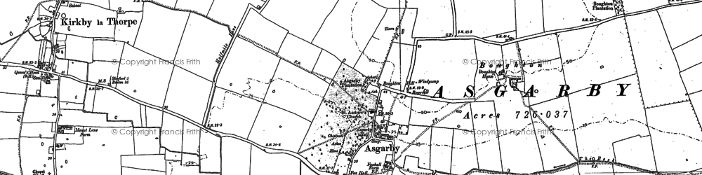 Old map of Asgarby in 1887