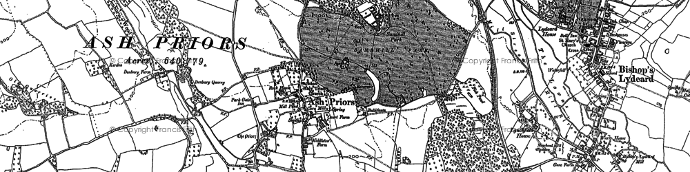 Old map of Ash Priors Common in 1887