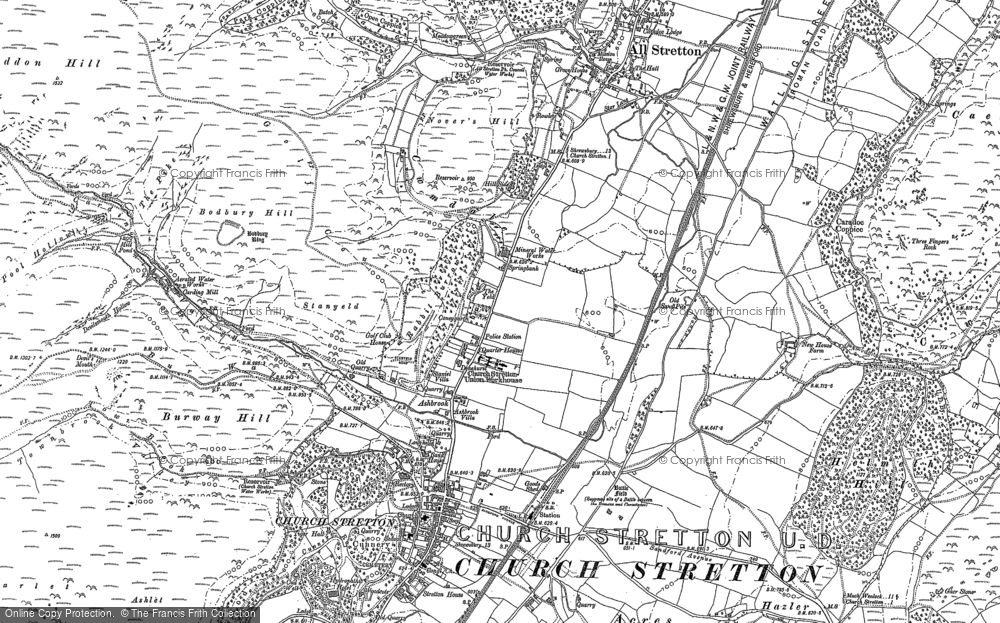 Old Map of Historic Map covering Bodbury Hill in 1882