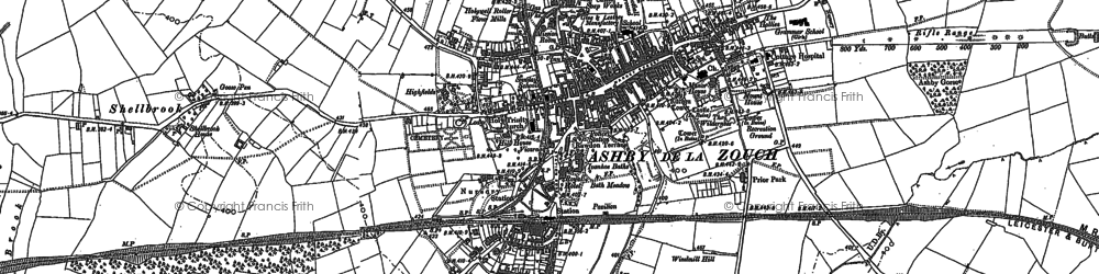 Old map of Ashby-de-la-Zouch in 1901