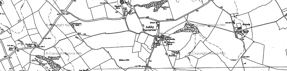 Old map of Ashby Puerorum in 1887