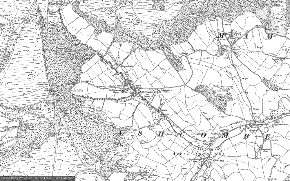 Old Map of Historic Map covering Ashcombe Tower in 1904