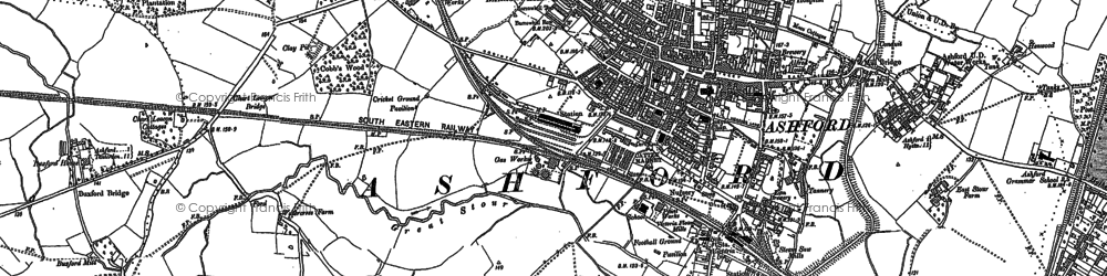 Old map of Ashford in 1896