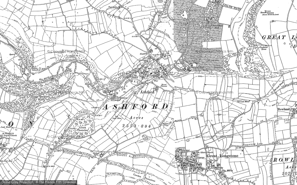 Old Map of Ashford in the Water, 1878 - 1879 in 1878