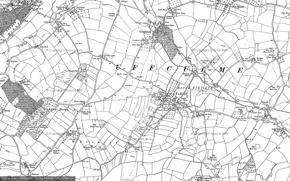 Old Map of Historic Map covering Ashill Moor in 1887