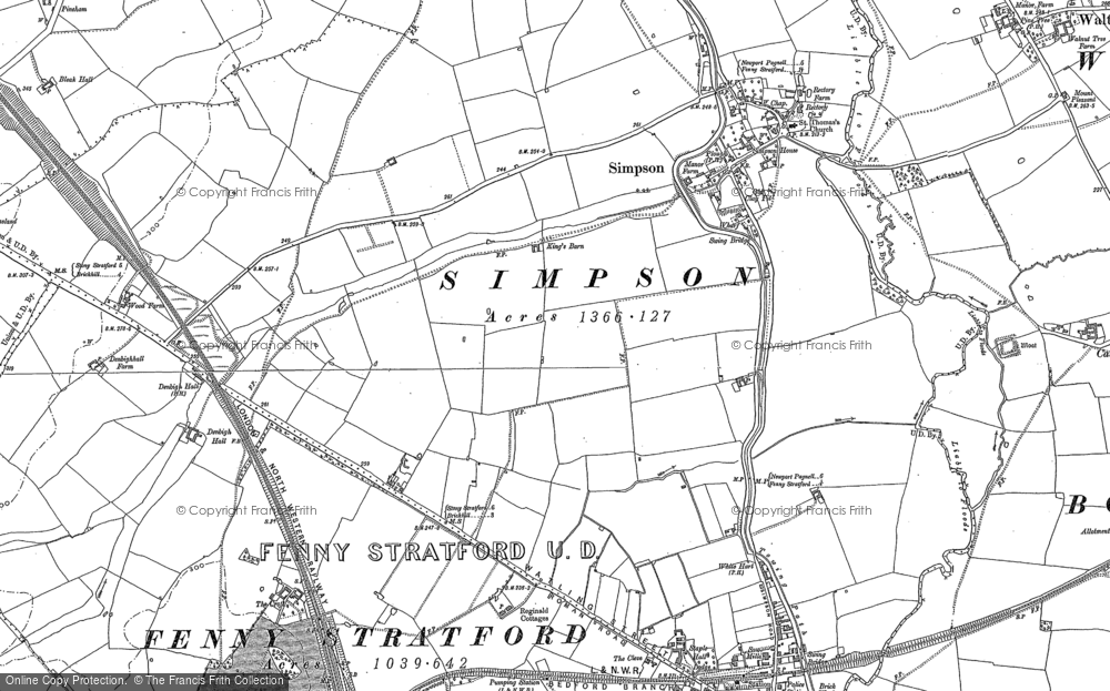 Old Map of Historic Map covering Mount Farm in 1900