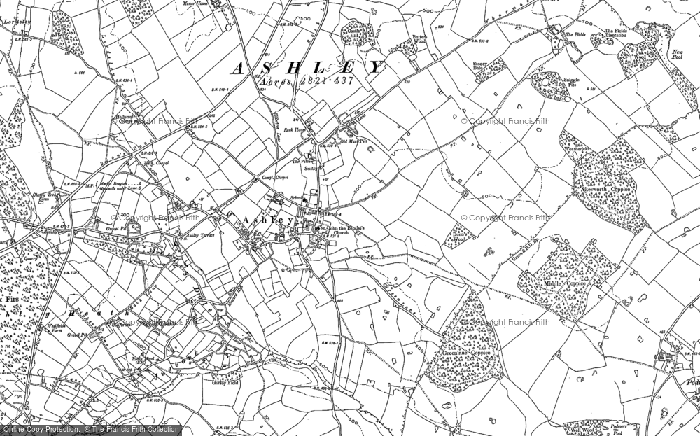 Old Map of Historic Map covering Akesworth Coppice in 1879