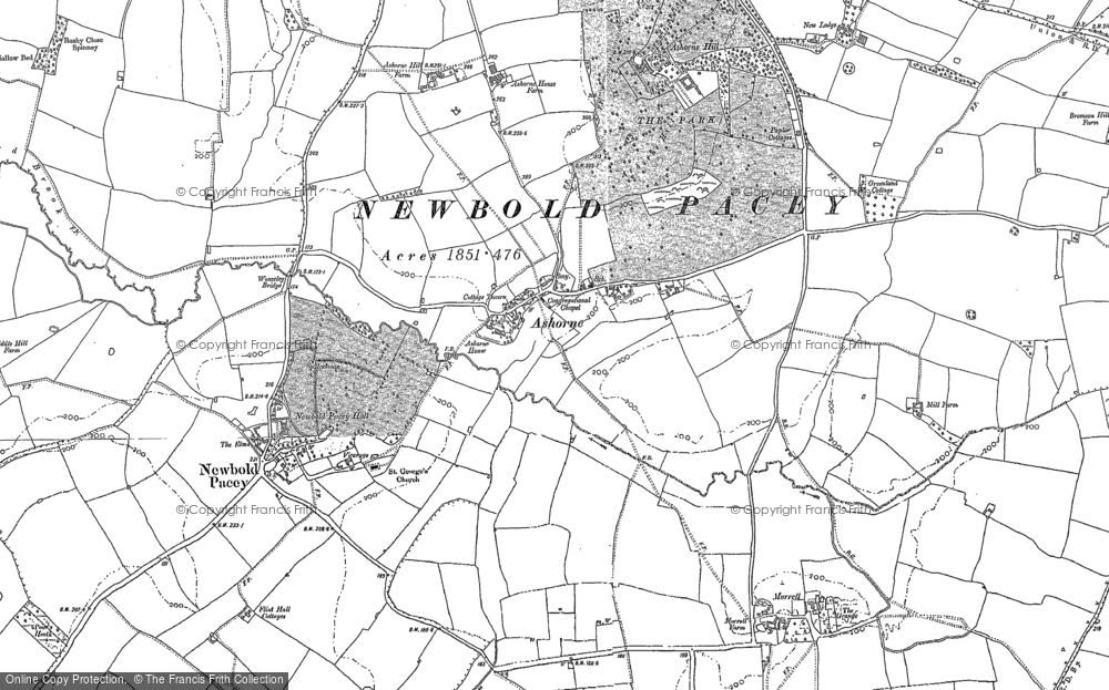 Old Map of Historic Map covering Bromson Hill in 1885