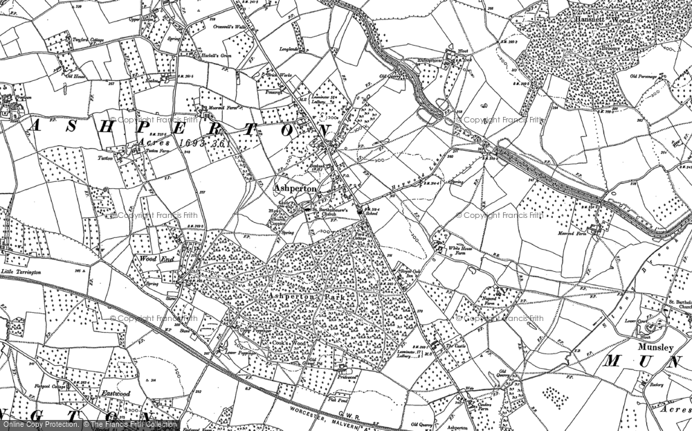 Old Map of Historic Map covering Ashperton Park in 1886