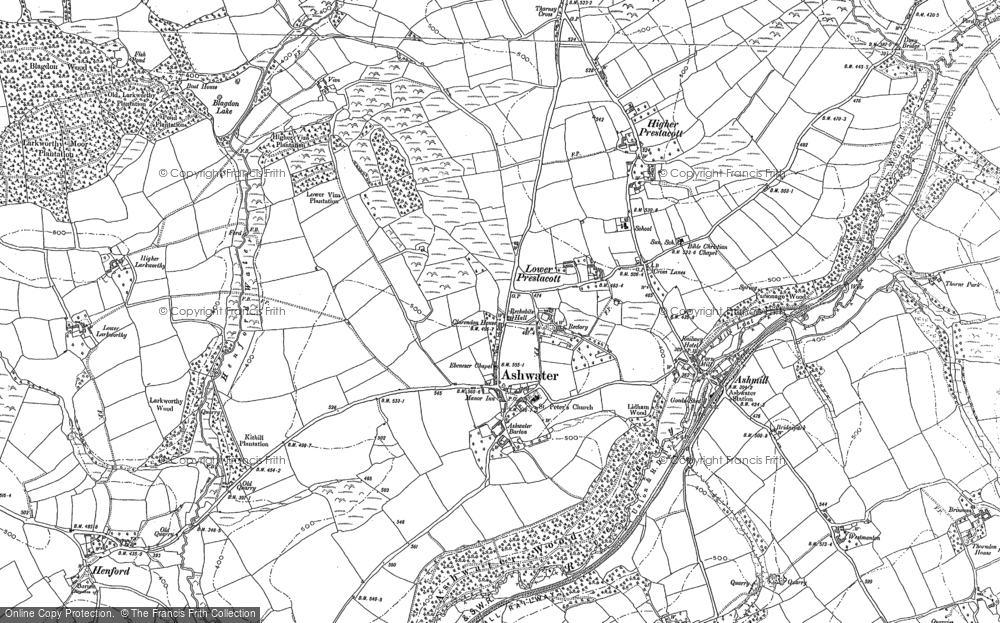 Old Map of Historic Map covering Ashmill in 1883