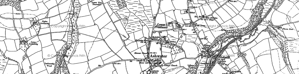 Old map of Ashwater in 1883