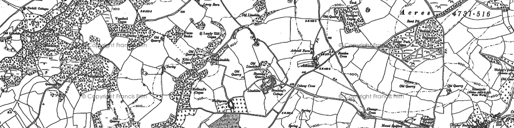 Old map of Whiteway Barton in 1887