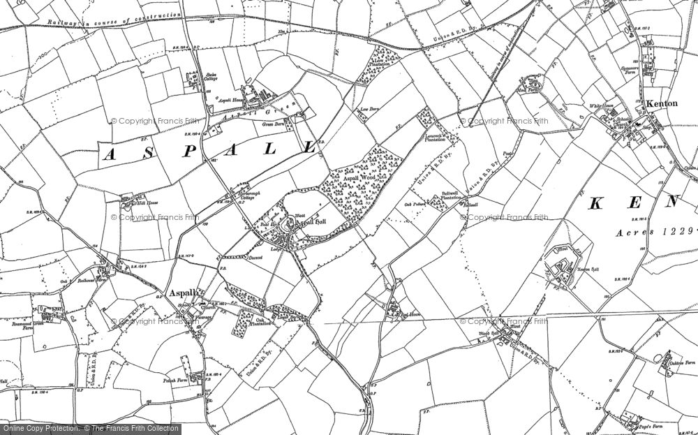 Old Map of Aspall, 1884 in 1884