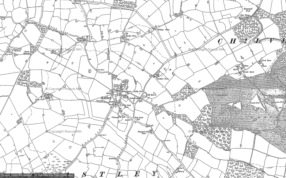 Old Map of Historic Map covering Astley Castle in 1887