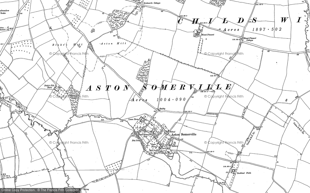Old Map of Historic Map covering Buckland Fields in 1883