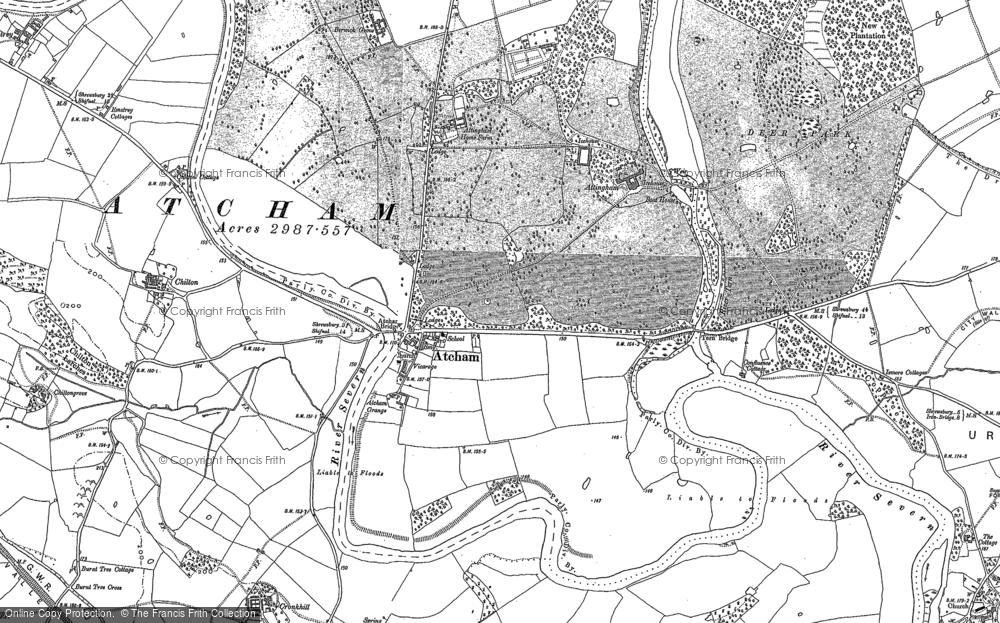 Old Map of Atcham, 1881 in 1881
