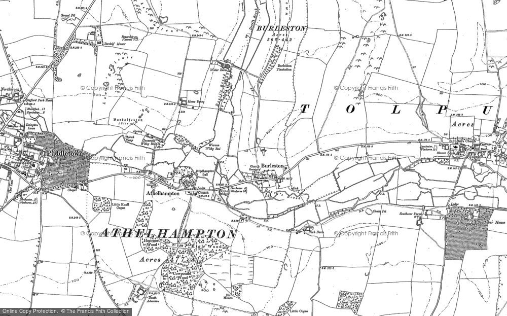 Old Map of Athelhampton, 1885 - 1887 in 1885