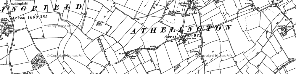 Old map of Athelington in 1884