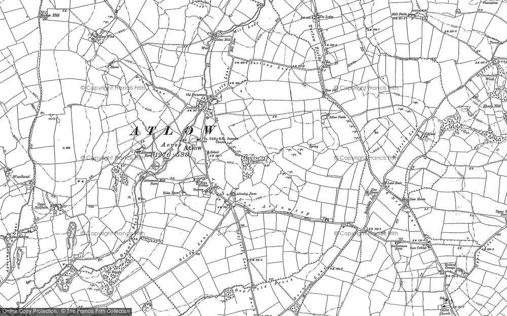 Old Map of Historic Map covering Atlowtop in 1880