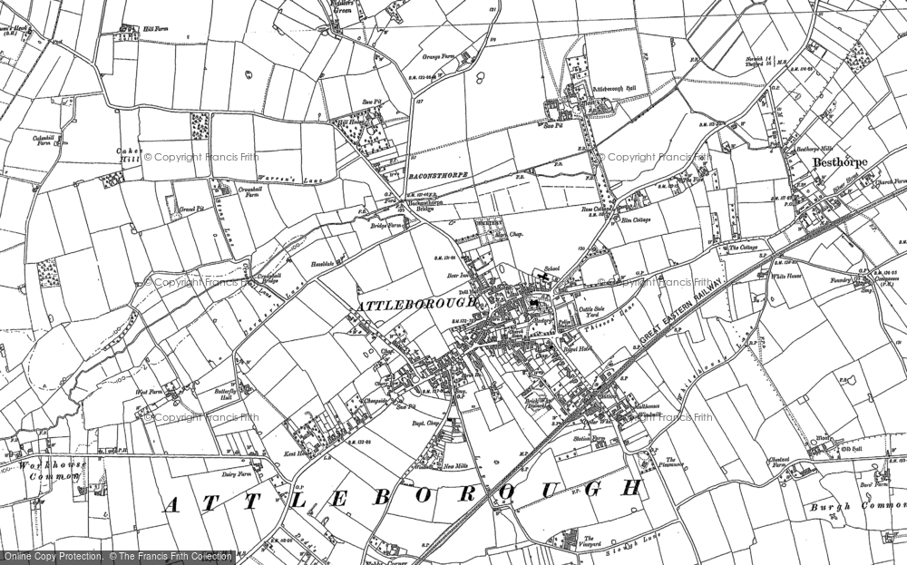 Old Map of Historic Map covering Workhouse Common in 1882