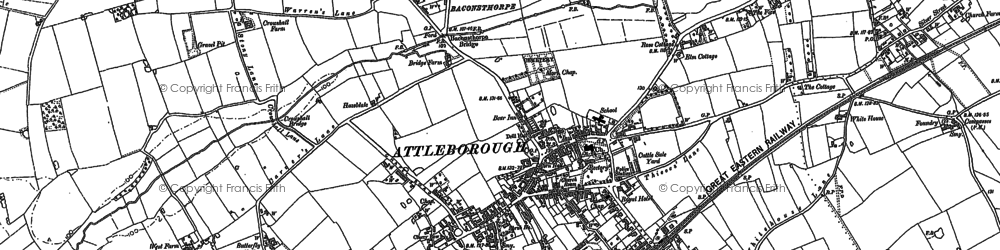Old map of Attleborough in 1882