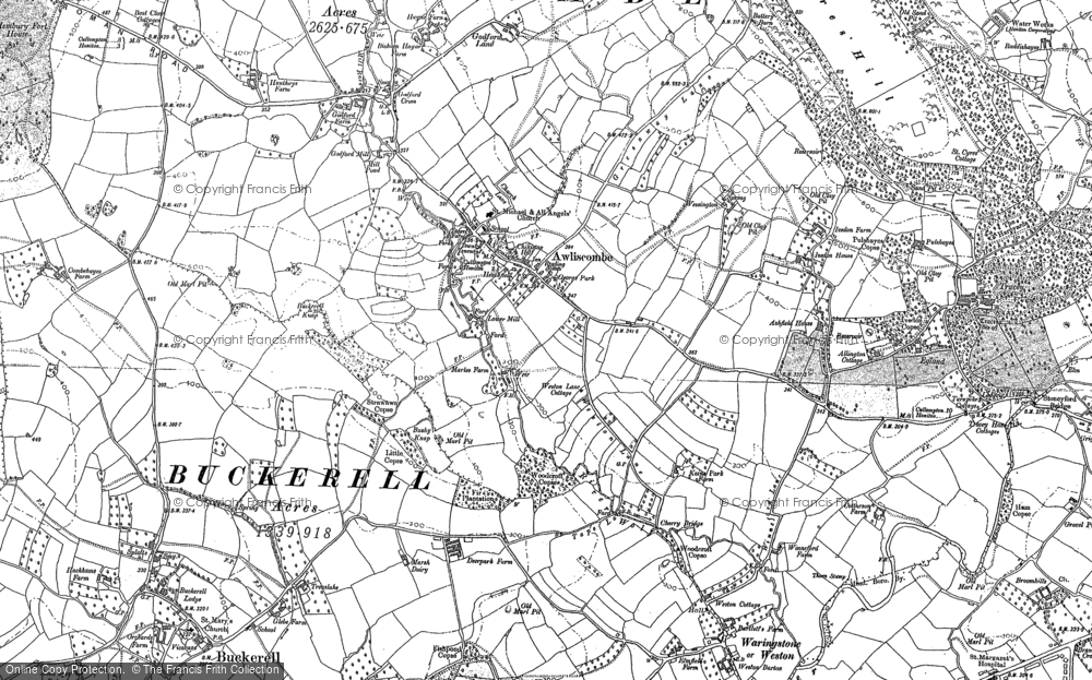 Old Map of Awliscombe, 1887 - 1888 in 1887