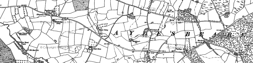 Old map of Aylesbeare in 1888