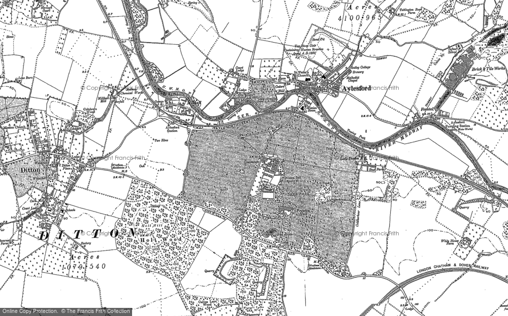Old Map of Aylesford, 1895 in 1895