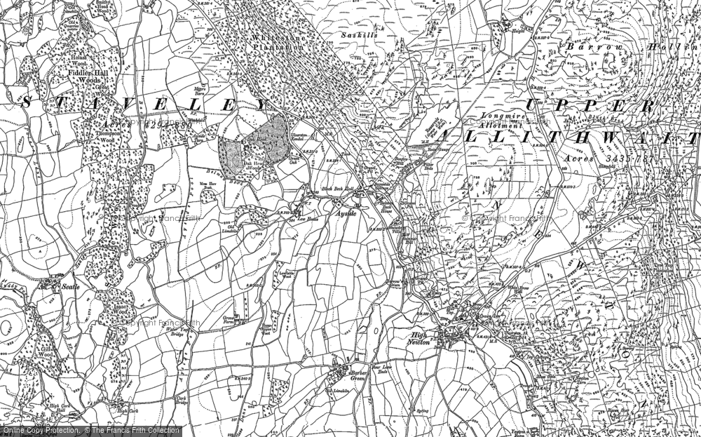 Old Map of Historic Map covering High Cark in 1911