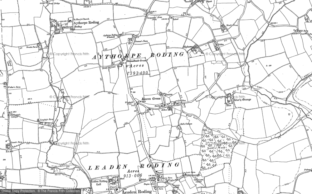 Old Map of Historic Map covering Roundbush Green in 1895