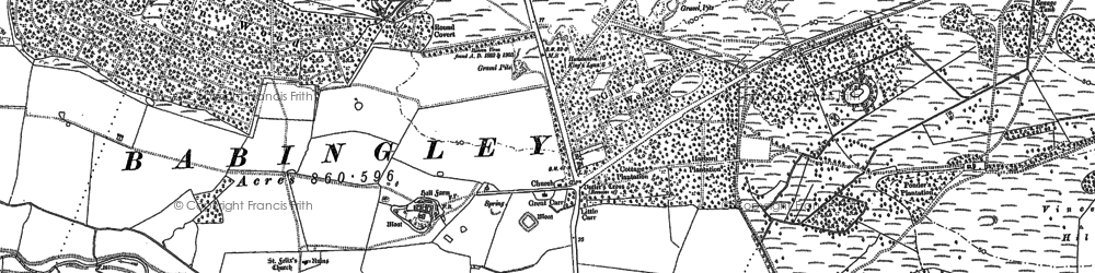 Old map of Wolferton Wood in 1884