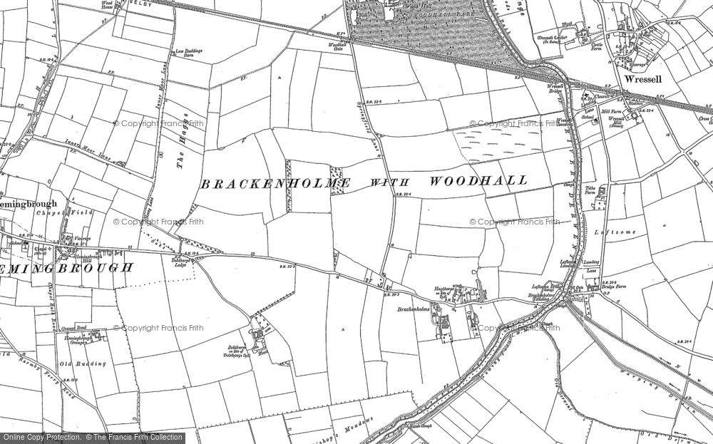 Old Map of Babthorpe, 1889 in 1889
