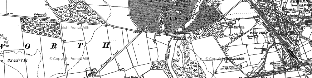 Old map of Babworth in 1884