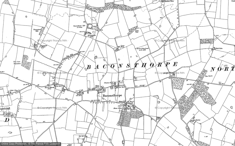 Old Map of Baconsthorpe, 1885 in 1885