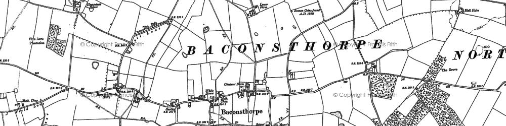 Old map of Baconsthorpe in 1885