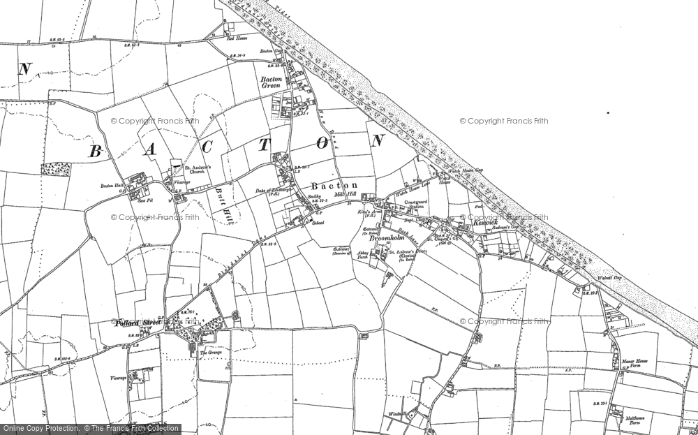 Old Map of Bacton, 1885 - 1905 in 1885