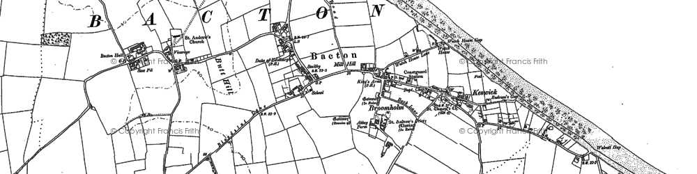 Old map of Bacton in 1885