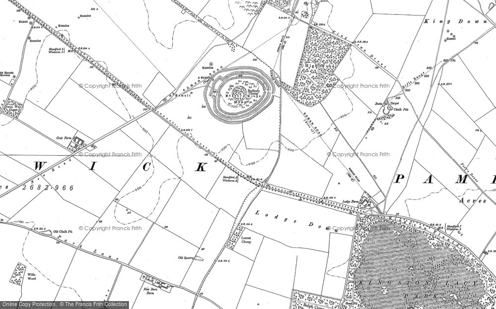 Old Map of Badbury Rings, 1887 in 1887