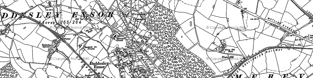 Old map of Baddesley Ensor in 1883